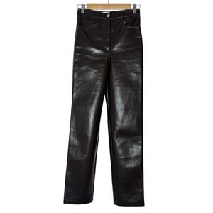 Wilfred Pants Woman's Size 2  High Rise Faux Leather Straight Leg Winter Cozy‎